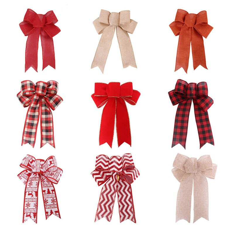 Fundă de Crăciun cu ridicata Panglică 2023 Decor de Anul Nou Decorat pentru brad de Crăciun Fundițe pentru meșteșuguri Tema de Crăciun Fundă de in mărime mare