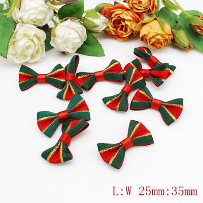 50 бр./лот Коледна панделка от органза, папийонка, щампована лента, ролка, ръчно изработена декорация за опаковане на подаръци, направи си сам, лък, занаятчийски панделки