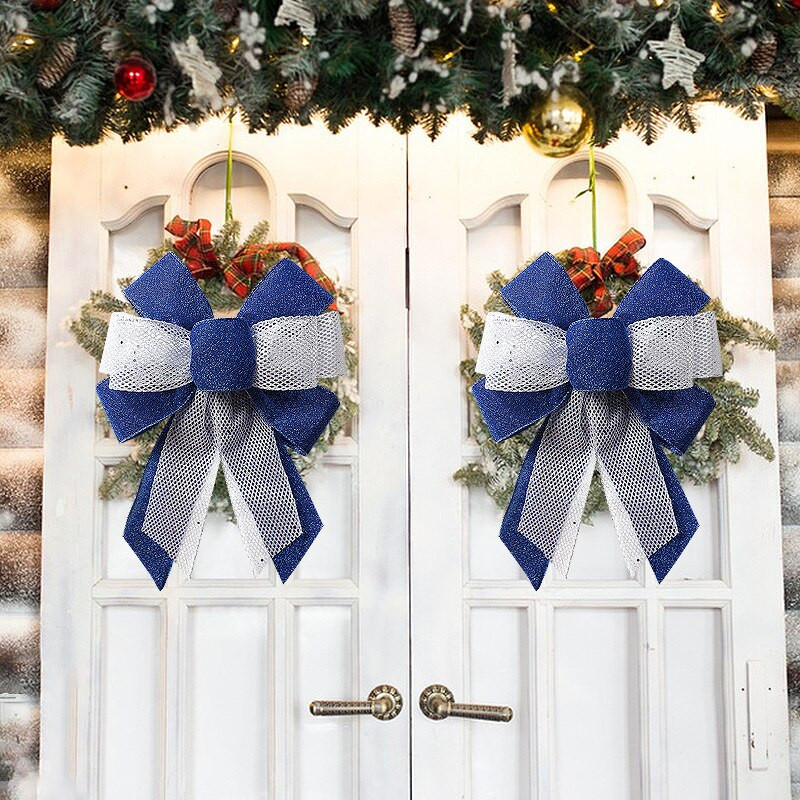 Višeslojna mašna s ispisom šarenih slova Božićni viseći ukrasi za vrata Lanena mašna pahulja Mašna od gaze Šljokice Mašna u boji Ručno izrađena