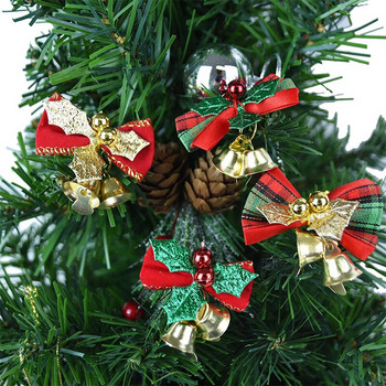 6 τμχ/παρτίδα Χριστουγεννιάτικο παπιγιόν με καμπάνες διακόσμηση Χριστουγεννιάτικου δέντρου Μπιχλιμπίδι DIY Φιόγκοι Χειροτεχνία Πρωτοχρονιάτικα Διακοσμητικά Προμήθειες