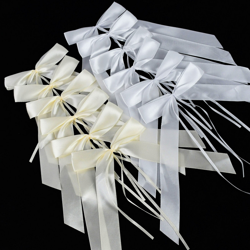 50kom Vjenčane mašne s bijelom vrpcom Kit ručni rad DIY zanatska mašna za zamatanje darova Svadbena zabava Home Decor Božićna dekoracija