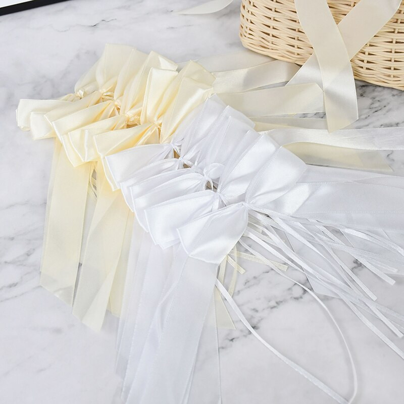 50kom Vjenčane mašne s bijelom vrpcom Kit ručni rad DIY zanatska mašna za zamatanje darova Svadbena zabava Home Decor Božićna dekoracija