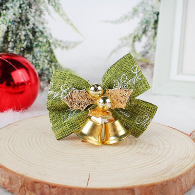 2 бр. 6 см x 4,5 см Коледни ленени камбанки с лък Украса за коледна елха Мини звънец Висулка