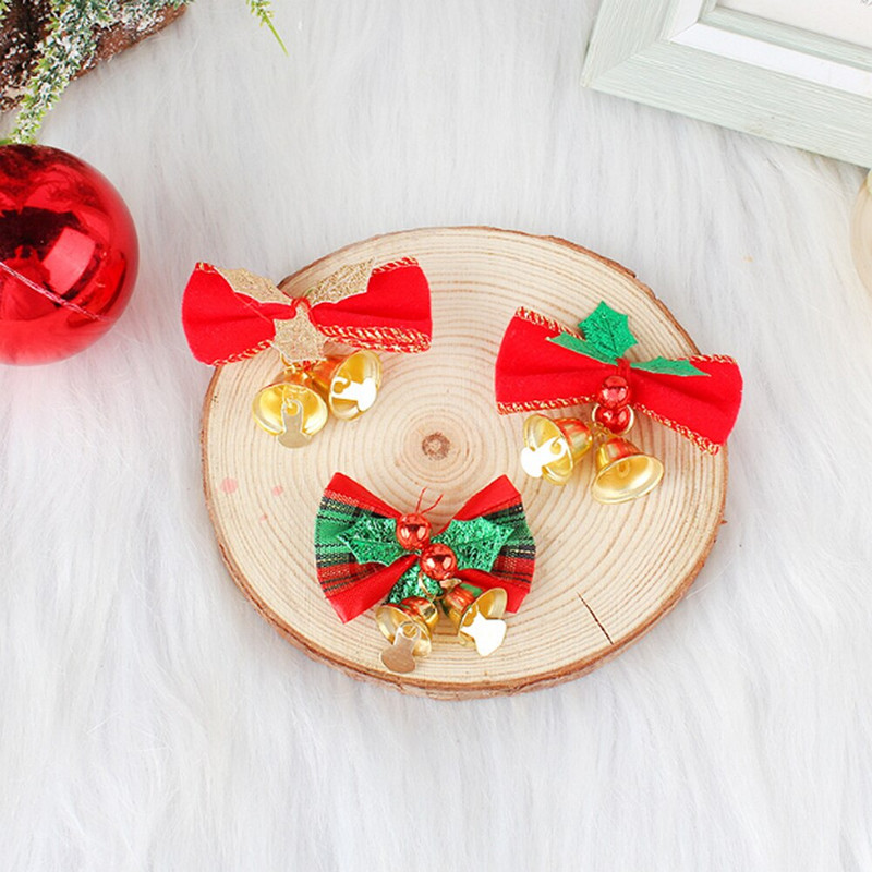 2 бр. 6 см x 4,5 см Коледни ленени камбанки с лък Украса за коледна елха Мини звънец Висулка