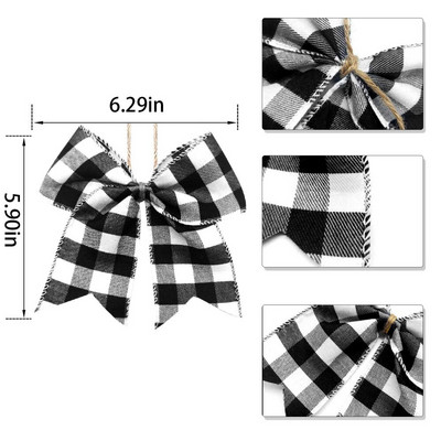 Kalėdų juostelė Juoda Raudona Balta Imitacija Lininis Plaidas Kalėdinis lankelis Kalėdų eglutės dekoras Bowknot Linksmų Kalėdų dekoras namams 2022 m.