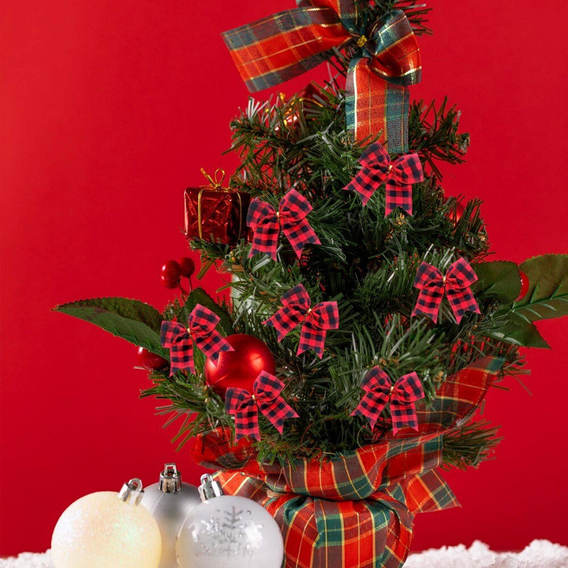 Kalėdų juostelė Juoda Raudona Balta Imitacija Lininis Plaidas Kalėdinis lankelis Kalėdų eglutės dekoras Bowknot Linksmų Kalėdų dekoras namams 2022 m.