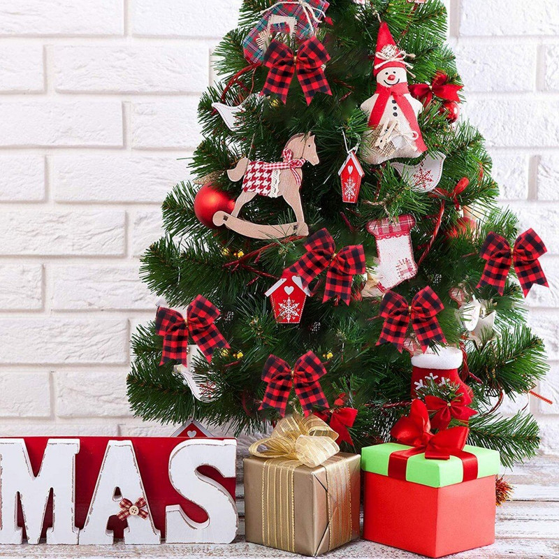 Kalėdų juostelė Juoda Raudona Balta Imitacija Lininis Plaidas Kalėdinis lankelis Kalėdų eglutės dekoras Bowknot Linksmų Kalėdų dekoras namams 2022 m.