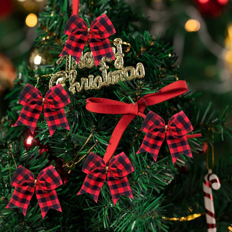 Kalėdų juostelė Juoda Raudona Balta Imitacija Lininis Plaidas Kalėdinis lankelis Kalėdų eglutės dekoras Bowknot Linksmų Kalėdų dekoras namams 2022 m.