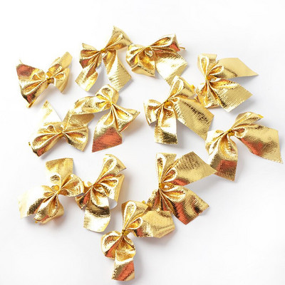 12 komada Božićne mašne Božićni viseći ukrasi Zlatno-crvena trakasta mašna Božićno drvce Ukrasi za mašne Novogodišnji dekor 2023.