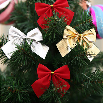 12бр. Коледни лъкове за занаяти Подарък за парти за рожден ден Декор Коледни декоративни орнаменти Празнични висящи лъкове Коледен бантик