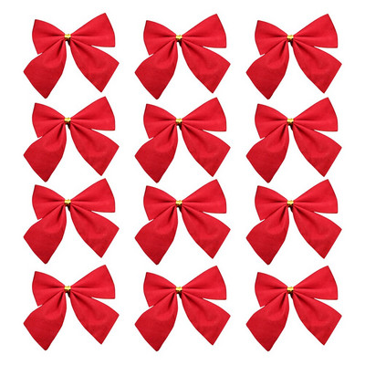 12gab Ziemassvētku bantes amatniecībai Dzimšanas dienas ballītes Dāvanu Dekorācijas Ziemassvētku Dekoratīvie rotājumi Svētku piekaramie banti Ziemassvētku banti