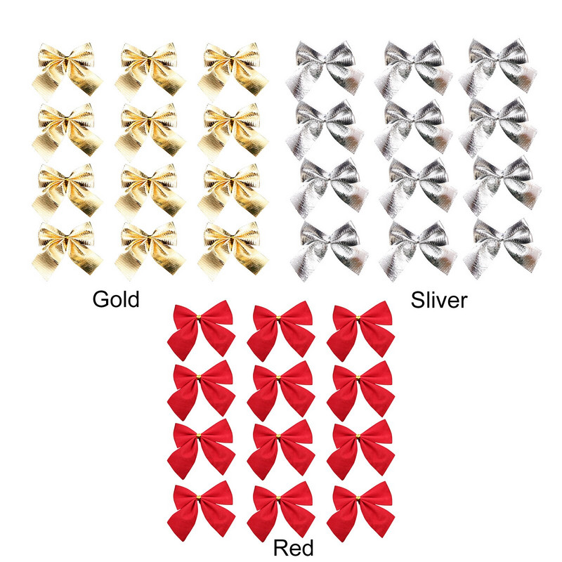 12gab Ziemassvētku bantes amatniecībai Dzimšanas dienas ballītes Dāvanu Dekorācijas Ziemassvētku Dekoratīvie rotājumi Svētku piekaramie banti Ziemassvētku banti