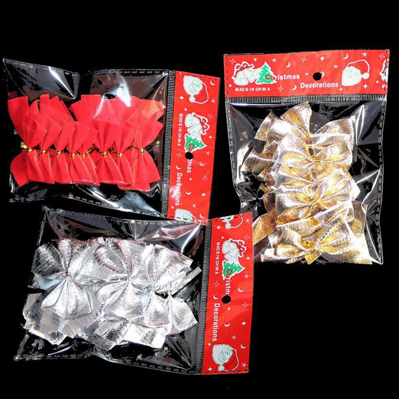 12gab Ziemassvētku bantes amatniecībai Dzimšanas dienas ballītes Dāvanu Dekorācijas Ziemassvētku Dekoratīvie rotājumi Svētku piekaramie banti Ziemassvētku banti