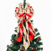 Fundă roșie de 65 cm de pânză de Crăciun Arcuri de Crăciun agățate de sărbători pentru decorarea coroanelor de Crăciun sau decorațiuni pentru copaci în interior și exterior