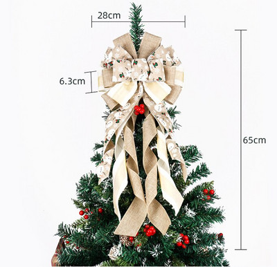 Fundă roșie de 65 cm de pânză de Crăciun Arcuri de Crăciun agățate de sărbători pentru decorarea coroanelor de Crăciun sau decorațiuni pentru copaci în interior și exterior