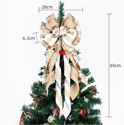 Fundă roșie de 65 cm de pânză de Crăciun Arcuri de Crăciun agățate de sărbători pentru decorarea coroanelor de Crăciun sau decorațiuni pentru copaci în interior și exterior