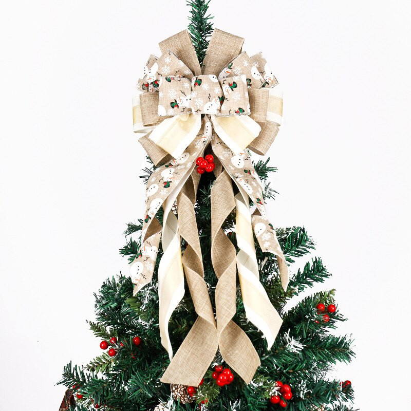 Fundă roșie de 65 cm de pânză de Crăciun Arcuri de Crăciun agățate de sărbători pentru decorarea coroanelor de Crăciun sau decorațiuni pentru copaci în interior și exterior