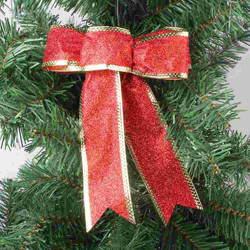 5 komada Božićne mašne Drvo Vrpca Crveni ukrasi Čvor Poklon Ukrasni veliki vijenci Prekrivač Tkanina Svjetlucavi vijenac