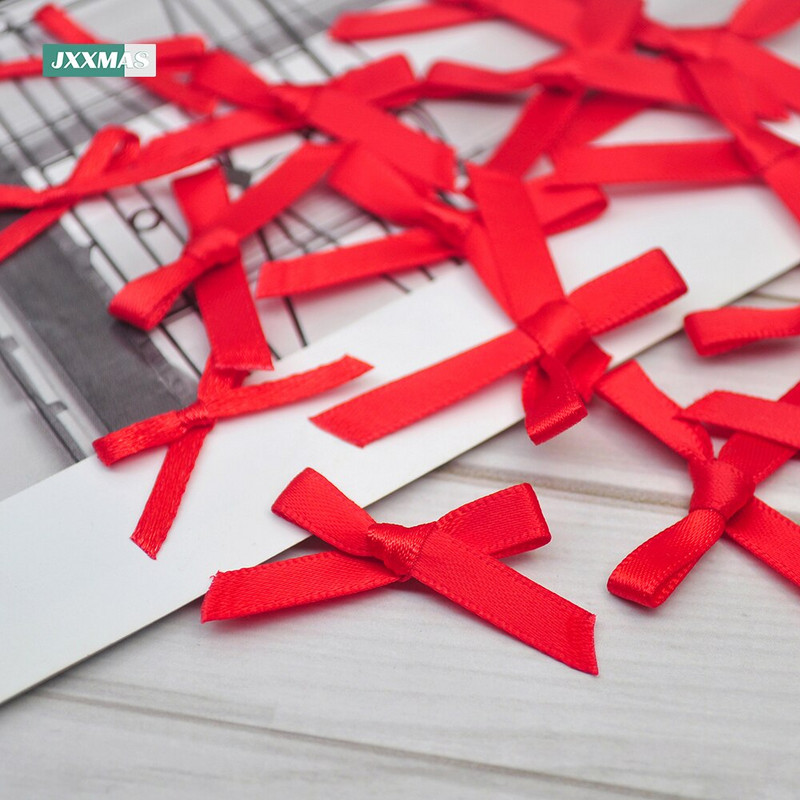 (200kom/pak) Mašne sa crvenom vrpcom Male mašne od satenske vrpce Cvjetni rukotvorinski ukras Ručni rad DIY Božićni ukras za svadbe