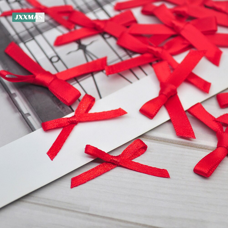 (200kom/pak) Mašne sa crvenom vrpcom Male mašne od satenske vrpce Cvjetni rukotvorinski ukras Ručni rad DIY Božićni ukras za svadbe