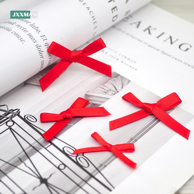 (200kom/pak) Mašne sa crvenom vrpcom Male mašne od satenske vrpce Cvjetni rukotvorinski ukras Ručni rad DIY Božićni ukras za svadbe