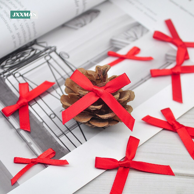 (200kom/pak) Mašne sa crvenom vrpcom Male mašne od satenske vrpce Cvjetni rukotvorinski ukras Ručni rad DIY Božićni ukras za svadbe