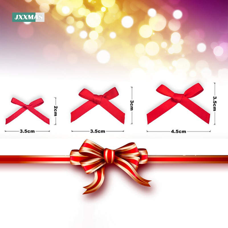 (200kom/pak) Mašne sa crvenom vrpcom Male mašne od satenske vrpce Cvjetni rukotvorinski ukras Ručni rad DIY Božićni ukras za svadbe