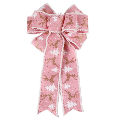 Noua fundă de Crăciun, panglică mare, coroană agățată, arcuri, ornamente, imprimare cu elan, decorațiuni pentru copac, împachetare de Crăciun, pandantiv, recuzită pentru festival