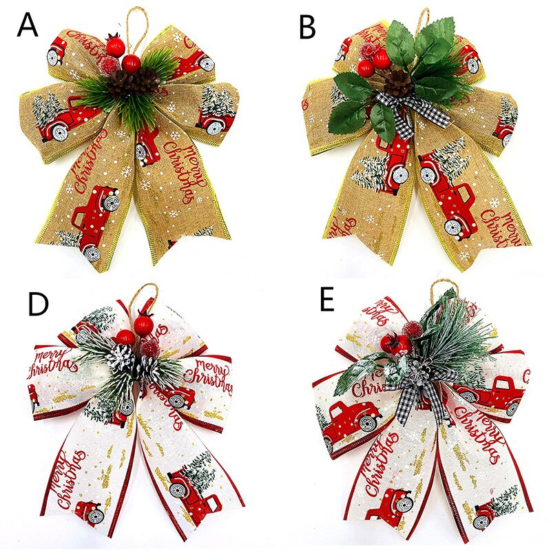 Decoratiune cu fundita de Craciun Decoratiune pentru brad de Craciun Festiv Petrecere Acasă Cadou cu fundite Accesorii DIY Decorațiuni cutie cadou de Crăciun