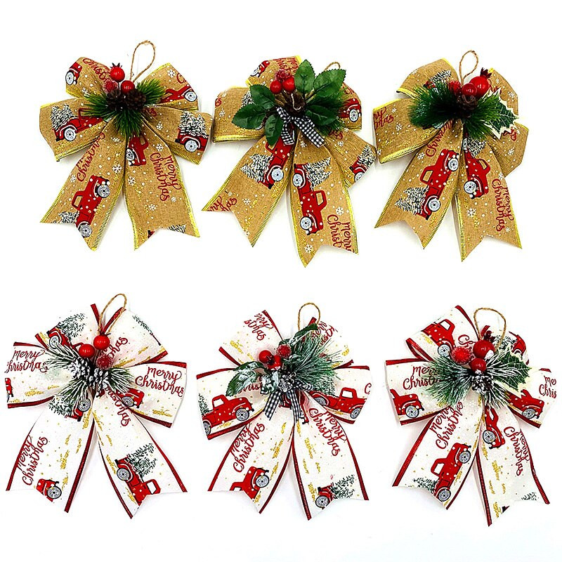 Decoratiune cu fundita de Craciun Decoratiune pentru brad de Craciun Festiv Petrecere Acasă Cadou cu fundite Accesorii DIY Decorațiuni cutie cadou de Crăciun