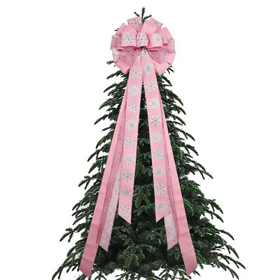 2 бр./лот 113 см снежинка коледна украса лък голям размер оверлок тел ленена панделка лък