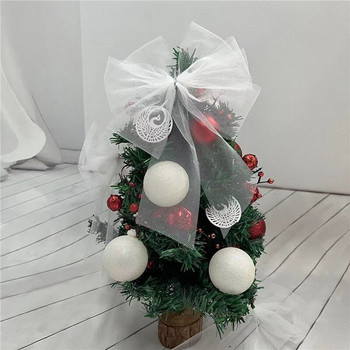 6 ΤΕΜ Φιόγκος πεταλούδα Κρεμαστό ντεκό για χριστουγεννιάτικη διακόσμηση σπιτιού Λευκό παπιγιόν Χριστουγεννιάτικα στολίδια για το νέο έτος