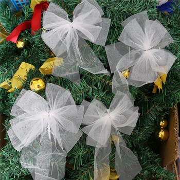 6 ΤΕΜ Φιόγκος πεταλούδα Κρεμαστό ντεκό για χριστουγεννιάτικη διακόσμηση σπιτιού Λευκό παπιγιόν Χριστουγεννιάτικα στολίδια για το νέο έτος