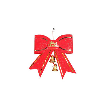 Коледна украса Украса за дърво Коледна украса за дома Noel Червена голяма папийонка 13 см с висулка камбана Нова година 2023 Navidad