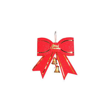 Коледна украса Украса за дърво Коледна украса за дома Noel Червена голяма папийонка 13 см с висулка камбана Нова година 2023 Navidad