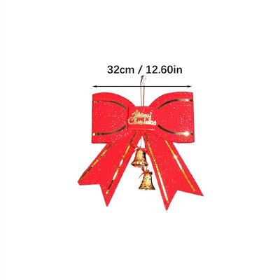 Decoratune de Craciun Decorat de brad Decoratiuni de Craciun pentru casa Noel Red Papion mare 13cm Cu Pandantiv Clopot Anul Nou 2023 Cravată