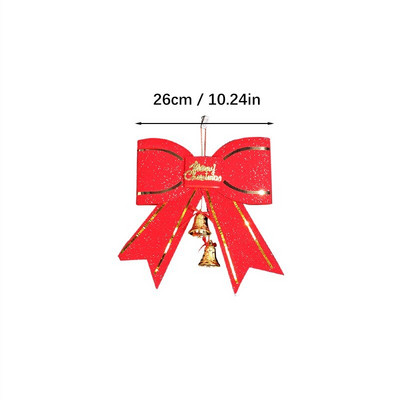 Decoratune de Craciun Decorat de brad Decoratiuni de Craciun pentru casa Noel Red Papion mare 13cm Cu Pandantiv Clopot Anul Nou 2023 Cravată