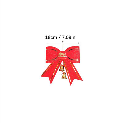 Decoratune de Craciun Decorat de brad Decoratiuni de Craciun pentru casa Noel Red Papion mare 13cm Cu Pandantiv Clopot Anul Nou 2023 Cravată