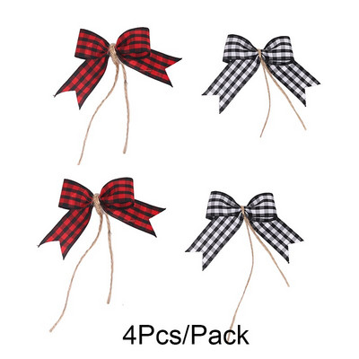 4Pcs/Paket 7cm Bowknots Božićne mašne Božićno drvce Dekoracija Poklon kutija Pakiranje Novogodišnji ukrasi Mašne za rukotvorine