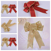 Zlatno/crvena velika božićna mašna sa sjajnom površinom Ukrasi za božićno drvce Potrepštine za svečane zabave Satenska vrpca Mašne s čvorovima