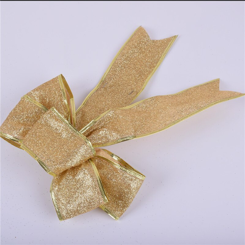 Zlatno/crvena velika božićna mašna sa sjajnom površinom Ukrasi za božićno drvce Potrepštine za svečane zabave Satenska vrpca Mašne s čvorovima