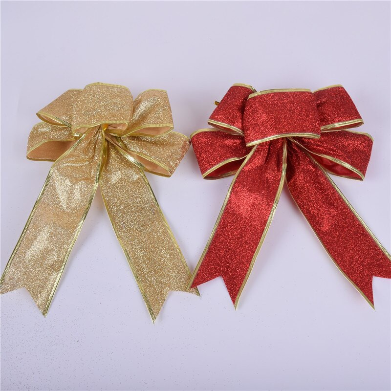 Zlatno/crvena velika božićna mašna sa sjajnom površinom Ukrasi za božićno drvce Potrepštine za svečane zabave Satenska vrpca Mašne s čvorovima