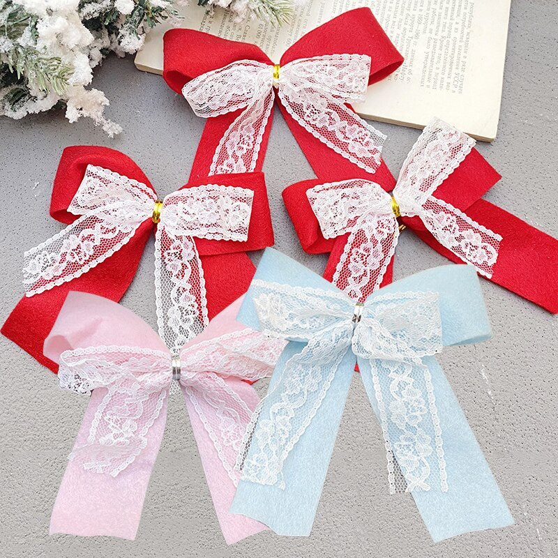 Ziemassvētku lentes bantes DIY Amatniecības ar rokām darināts audums Bowknot Ziemassvētku rotājumi mājām Jaungada dāvanas