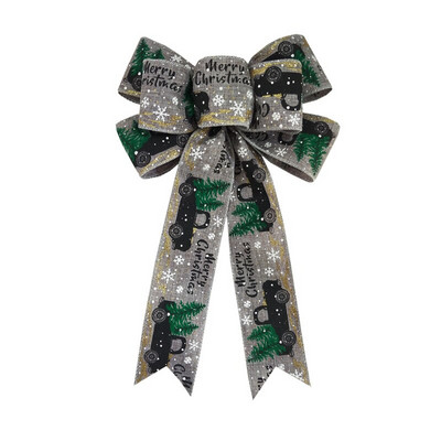 Украса за коледна елха Лен Ръчно изработен червен лък Направи си сам Декорации за празнични партита Орнаменти за коледна елха Новогодишни подаръци