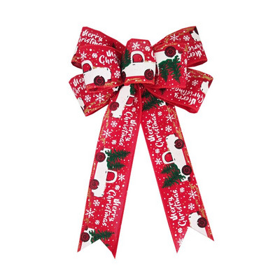 Украса за коледна елха Лен Ръчно изработен червен лък Направи си сам Декорации за празнични партита Орнаменти за коледна елха Новогодишни подаръци