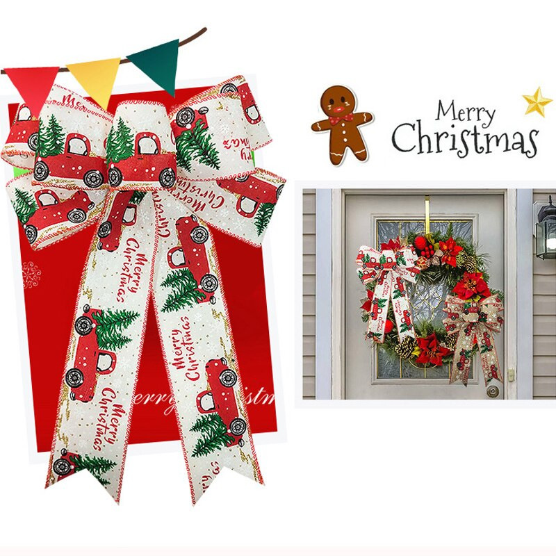 Украса за коледна елха Лен Ръчно изработен червен лък Направи си сам Декорации за празнични партита Орнаменти за коледна елха Новогодишни подаръци