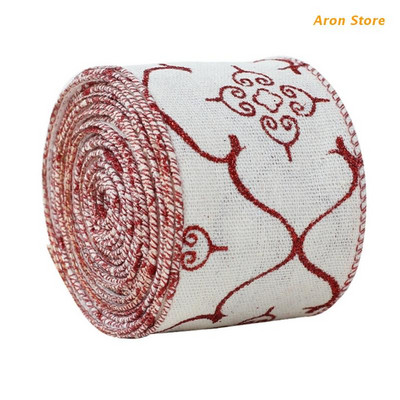Panglici cu margine cu fir Panglică artizanală de pânză de Crăciun Articole de împachetare pentru cadouri DIY pentru decorarea pomului de Crăciun H3CF