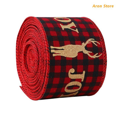 Panglici cu margine cu fir Panglică artizanală de pânză de Crăciun Articole de împachetare pentru cadouri DIY pentru decorarea pomului de Crăciun H3CF