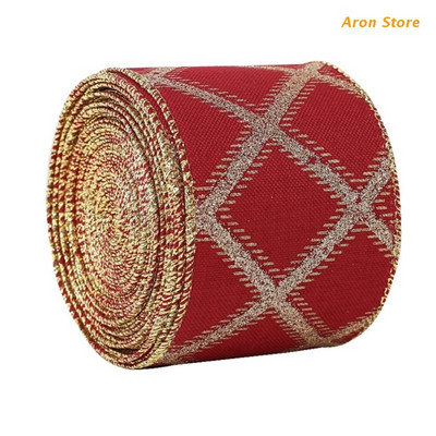 Panglici cu margine cu fir Panglică artizanală de pânză de Crăciun Articole de împachetare pentru cadouri DIY pentru decorarea pomului de Crăciun H3CF