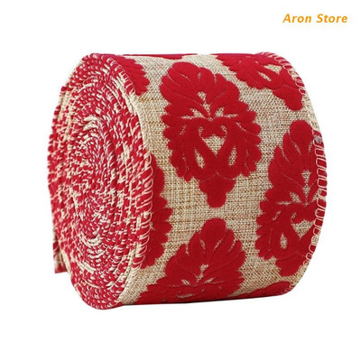 Panglici cu margine cu fir Panglică artizanală de pânză de Crăciun Articole de împachetare pentru cadouri DIY pentru decorarea pomului de Crăciun H3CF